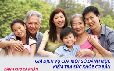 Giá dịch vụ của một số danh mục kiểm tra sức khỏe cơ bản